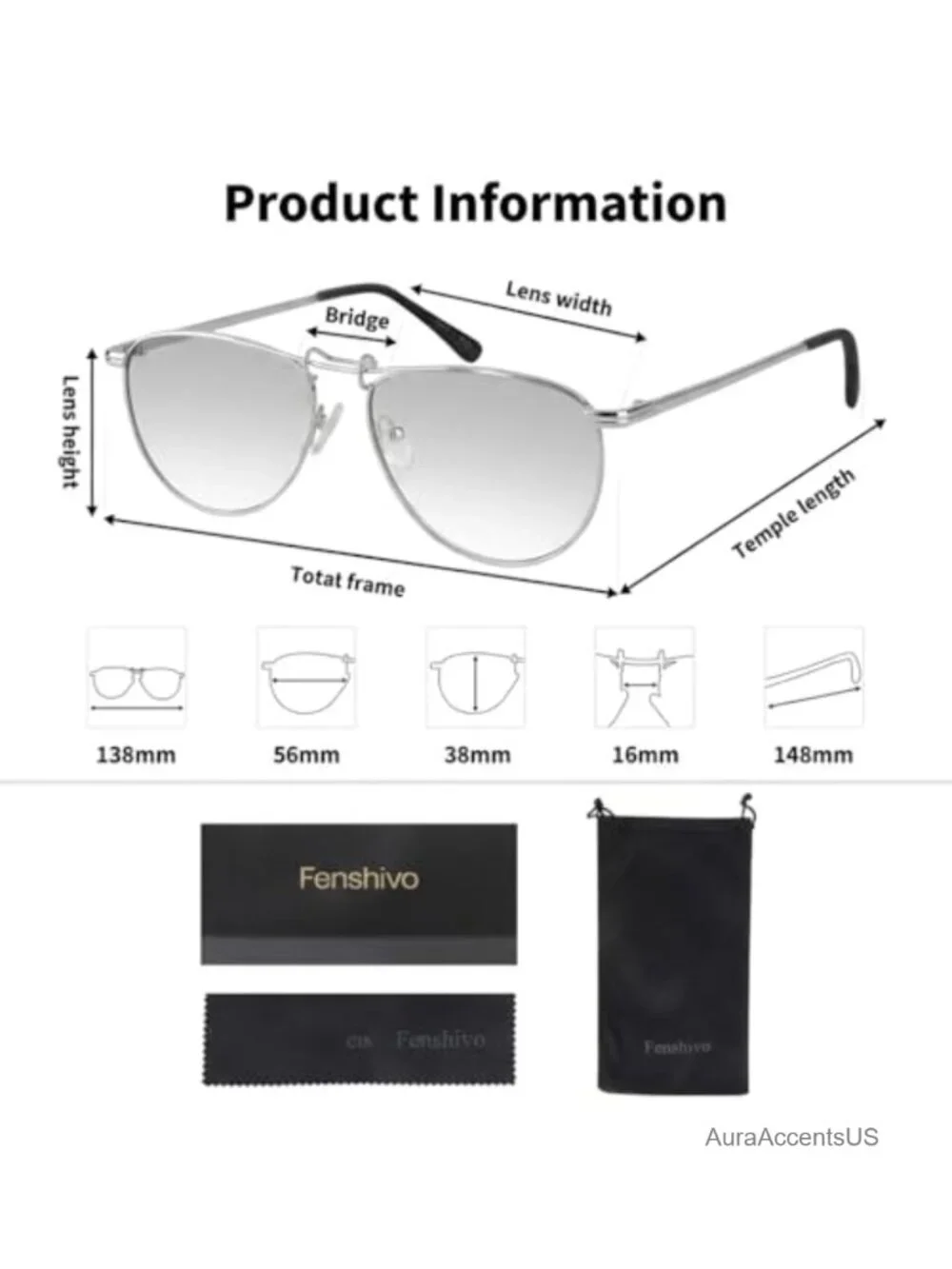 Aviator Metal Sunglasses Gradient Lenses UV400 Lightweight Full-Frame Women